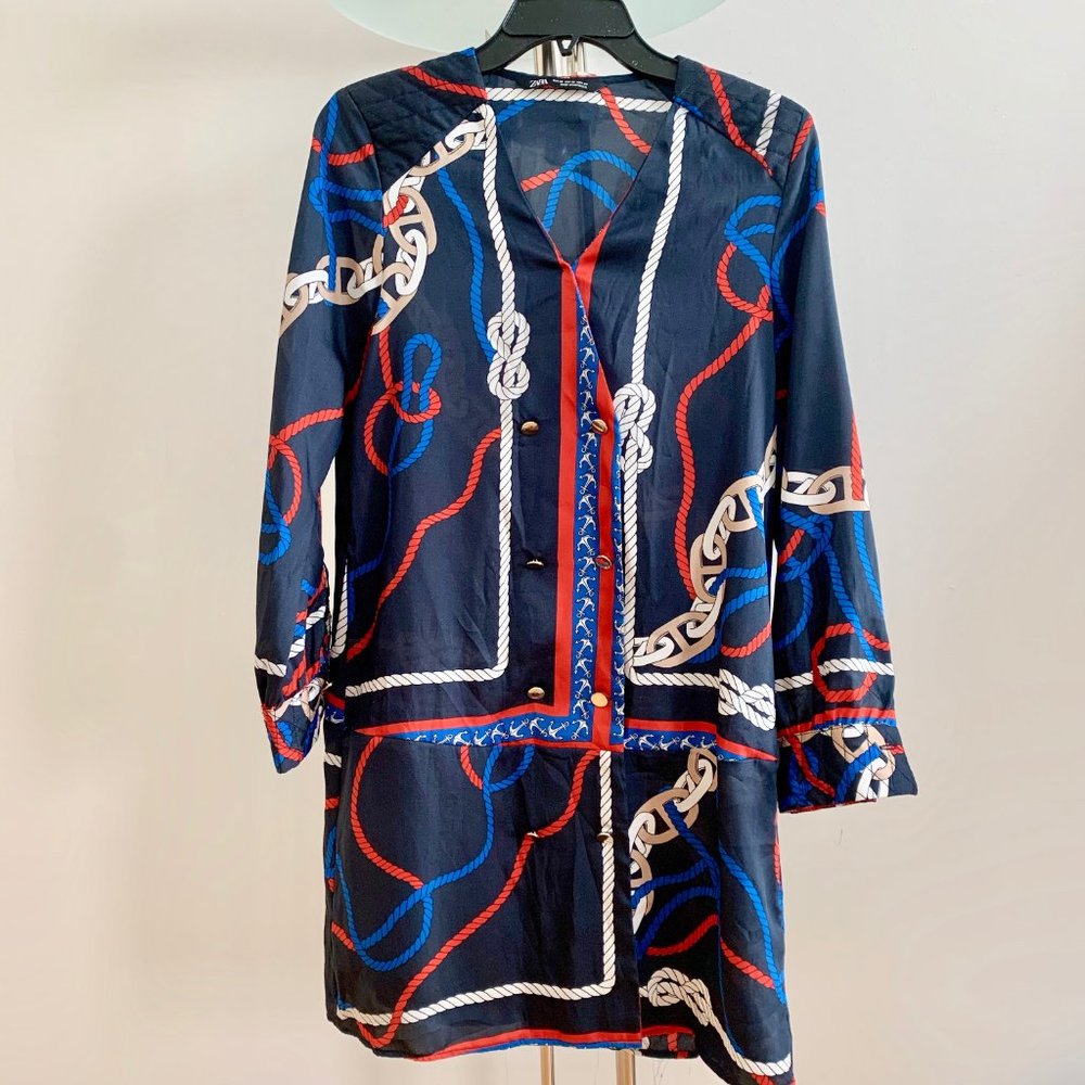 Zara Nautical Ropes Shirt Dress w Quilting Detail